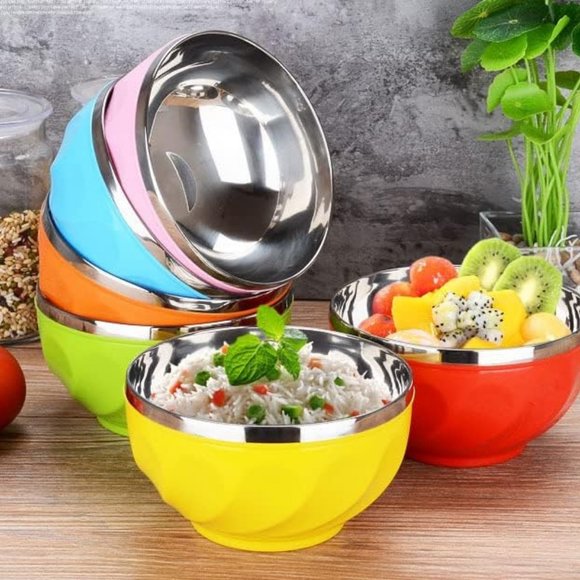 Multi Colored Double walled Insulated Metal Bowls - Picture 11 of 12